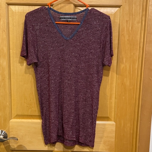 Blackheart Tops - Black Hearts Brigade  Maroon V-Neck Short Sleeve Tee size S